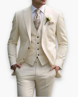 Herren Anzug 3-teilig Slim Fit | Klassisch & Elegant für Hochzeitsgäste – Creme