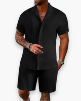 Herren Elegantes Sommer Set | Shirt Und Shorts – Schwarz