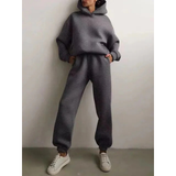 Damen Trainingsset | Zweiteiliges Oversize-Set Lässig – Dunkelgrau