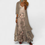 Mara - 2-teiliges Maxikleid und Jacken-Set – Beige