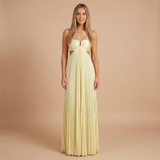 Nancy - Faltenrock Halter Cut-Out Maxikleid – Hellkanarienvogel