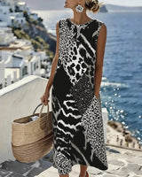 Zosia - Ärmelloses Leopardprint-Kleid mit Soft-Touch – Weiß