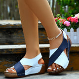 Gela - Offene Komfort-Sandalen – Blau und Weiß