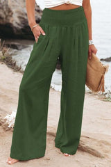 Quinley - Leinenhose mit Stretch – Dunkelgrün