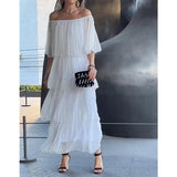 Mabeline - Geschichtetes Breeze Kleid – Weiß (Fast ausverkauft)