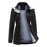 Trenchcoat Damen | Übergangsjacke Mit Abnehmbarer Kapuze – Schwarz