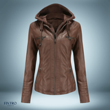 Lederjacke mit kapuze – Kaffee