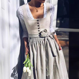 Damen Grau Oktoberfest Dirndl Kleid – Grau