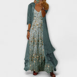 Mara - 2-teiliges Maxikleid und Jacken-Set – Blau