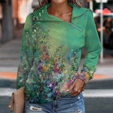 Aria - Sweatshirt mit lebhaftem Blumendruck und Reißverschluss – Grün