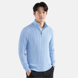 Lukas | Klassischer Strickpullover mit Half-Zip – Hellblau
