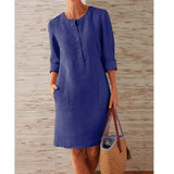 Della | Schlichtes elegantes Kleid – Marineblau