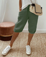 Damen Bequeme Kordelzug Shorts | Kurze Hosen Damen – Grün
