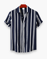 Herren Klassisches Gestreiftes Hemd | Elegant Sommer Hemd – Marineblau