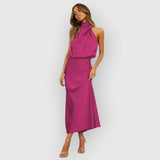 Shenna | Kleid mit Neckholder – Magenta