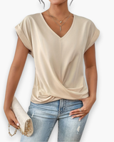 Damen Elegantes Twist Front Top | V-Ausschnitt – Beige