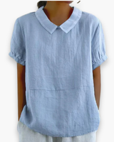 Damen Entspannte Kurzarmbluse | Elegant – Blau