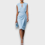 Clarisse – Midi-Kleid mit Drapierung – Blau