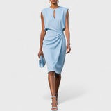 Kathy- Elegantes Damen Etuikleid – Himmelblau