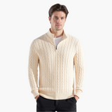 Lukas | Klassischer Strickpullover mit Half-Zip – Beige
