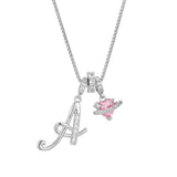 Nerute - Anhänger Mit Anfangsbuchstabe Und Rosa Herzanhänger – Silber