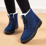 Winterschuhe Damen | Schnürung Flache Sohle Stiefel – Blau