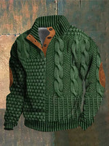 Gwydion – Flickwerk Pullover Mit Zopfmuster – Grün