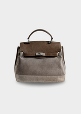 Große Canvas Tasche Damen – Vegane Leder Shopper mit Reißverschluss – Khaki