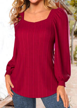 Luanne - Rotes Sweatshirt mit eckigem Ausschnitt – Rot