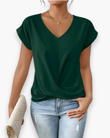 Damen Elegantes Twist Front Top | V-Ausschnitt – Grün