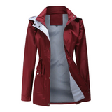 Trenchcoat Damen | Übergangsjacke Mit Abnehmbarer Kapuze – Rot