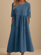 Linnea | Leichtes Baumwollkleid – Blau