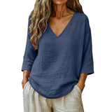 Rhianna - Elegante Bluse mit V-Ausschnitt – Marine