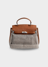 Große Canvas Tasche Damen – Vegane Leder Shopper mit Reißverschluss – Braun