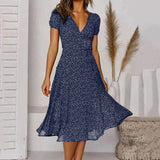 Melisaria – Elegantes Kleid mit Blumenmuster – Blau