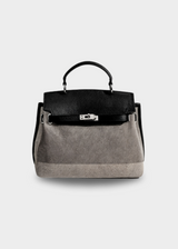 Große Canvas Tasche Damen – Vegane Leder Shopper mit Reißverschluss – Schwarz