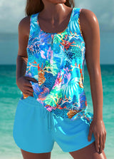 Trudy | Eleganter Tankini mit flachem Bauch-Effekt und passendem Short – Blau