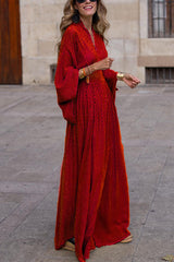 Sabrina - Maxikleid im Boho-Print für stilvolle Frühlingslooks – Rot