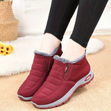 Winterschuhe Damen | Knöchelhoch Slip On Flach – Rot