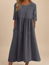Linnea | Leichtes Baumwollkleid – Grau
