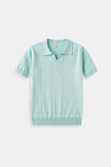 Retro-Strick-Poloshirt in Mintgrün – Mintgrün