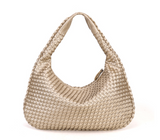 Estelle - Große handgewebte Schultertasche für Damen – Gold