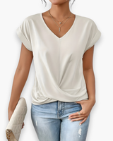 Damen Elegantes Twist Front Top | V-Ausschnitt – Weiß