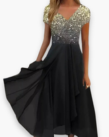 Damen Elegantes Festliches Kleid | Vielseitig – Gold Schwarz