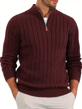 Yedidya - Lässiger Langarm Strick Pullover – Burgund