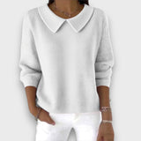 Lynora – Pullover mit Kragendetail – Weiß
