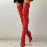 Damen-Overknee-Stiefel mit Absatz | spitze schuhform – Rot