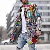 Franco | Herren Mode-Grafikmantel | Lang – Mehrfarbig