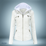 Lederjacke mit kapuze – Weiß