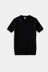 Retro-Strick-Poloshirt in Mintgrün – Schwarz